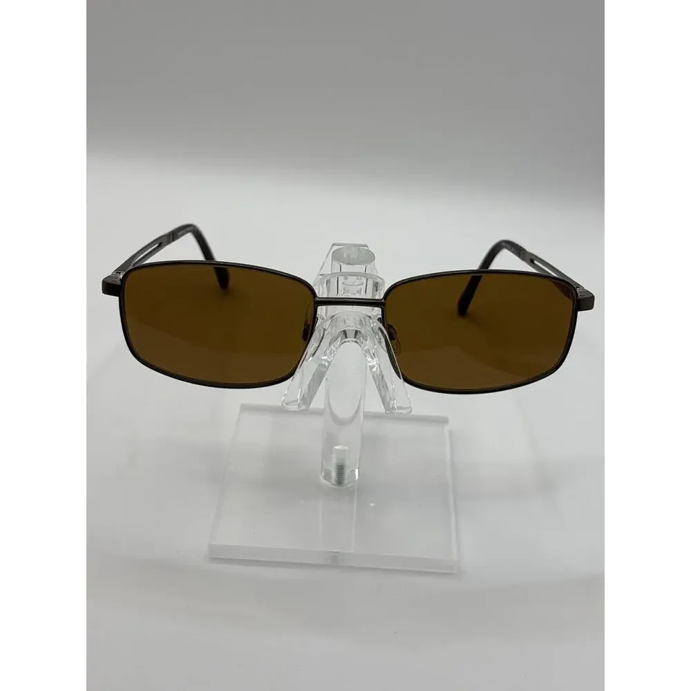 TurboFlex TF368 Brown Rectangular Sunglasses 54-18 Memory Metal Frame